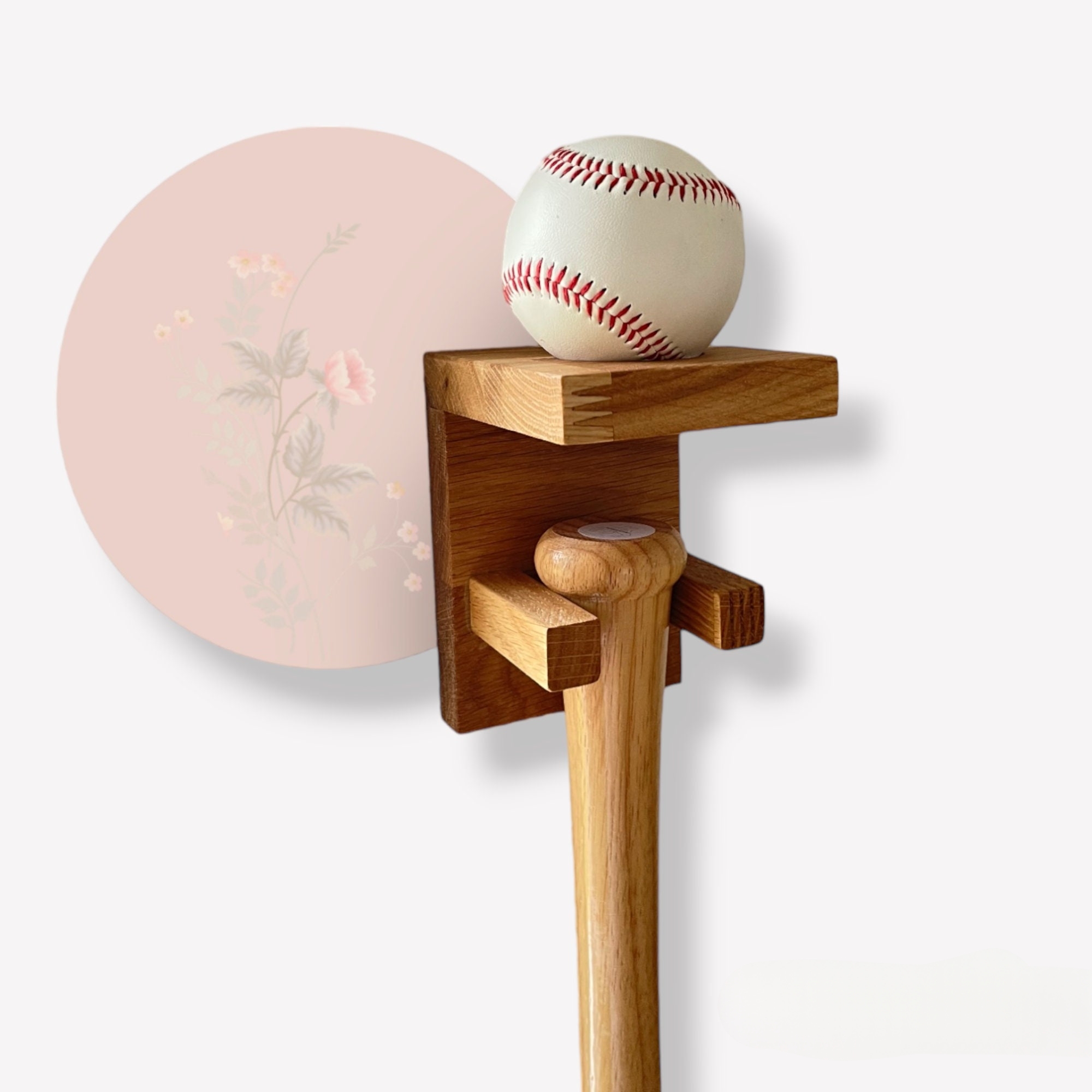 Baseballschläger Wandhalter aus Holz | Handgefertigte Halterung aus Eiche